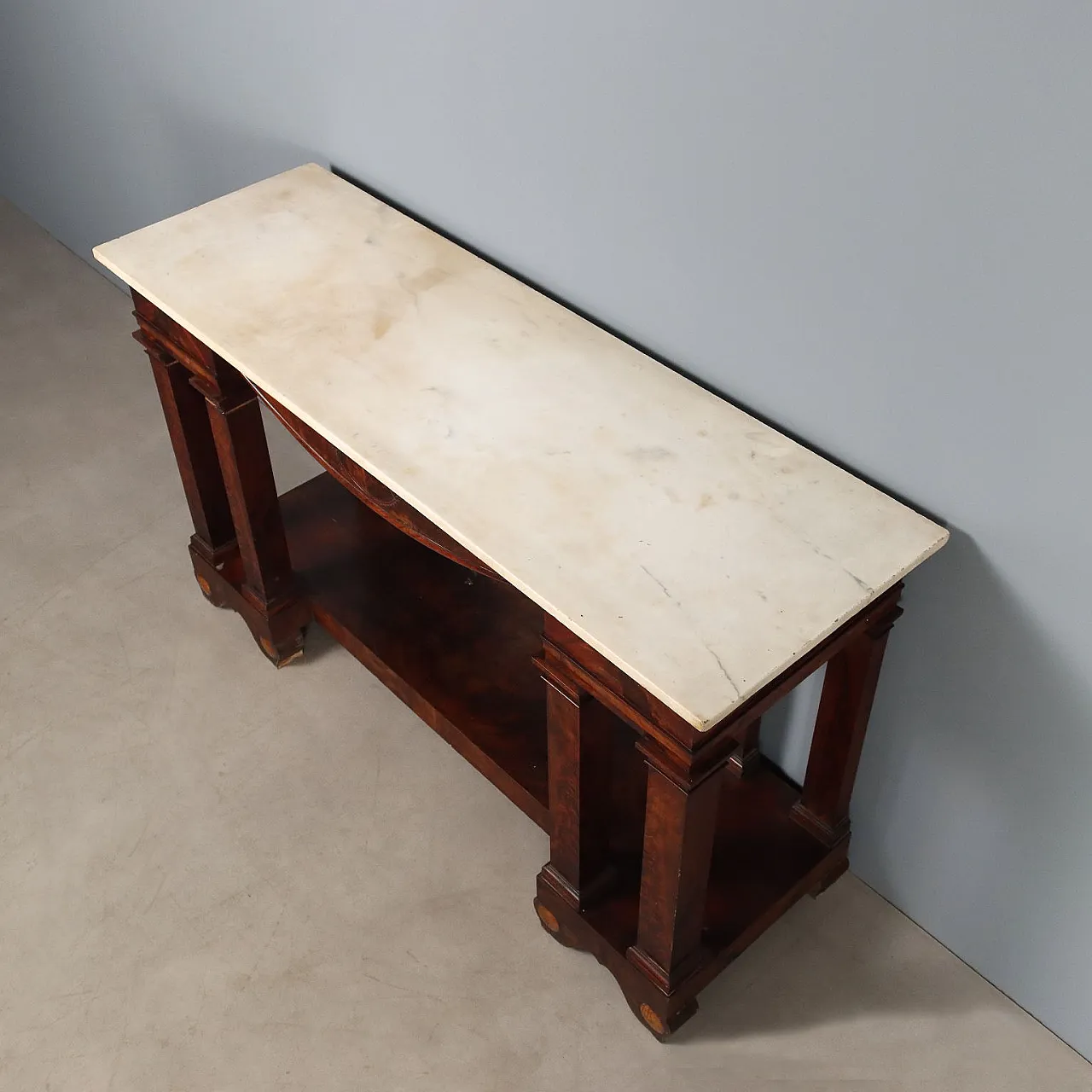 Empire console in mahogany and mahogany feather, 19th century 10