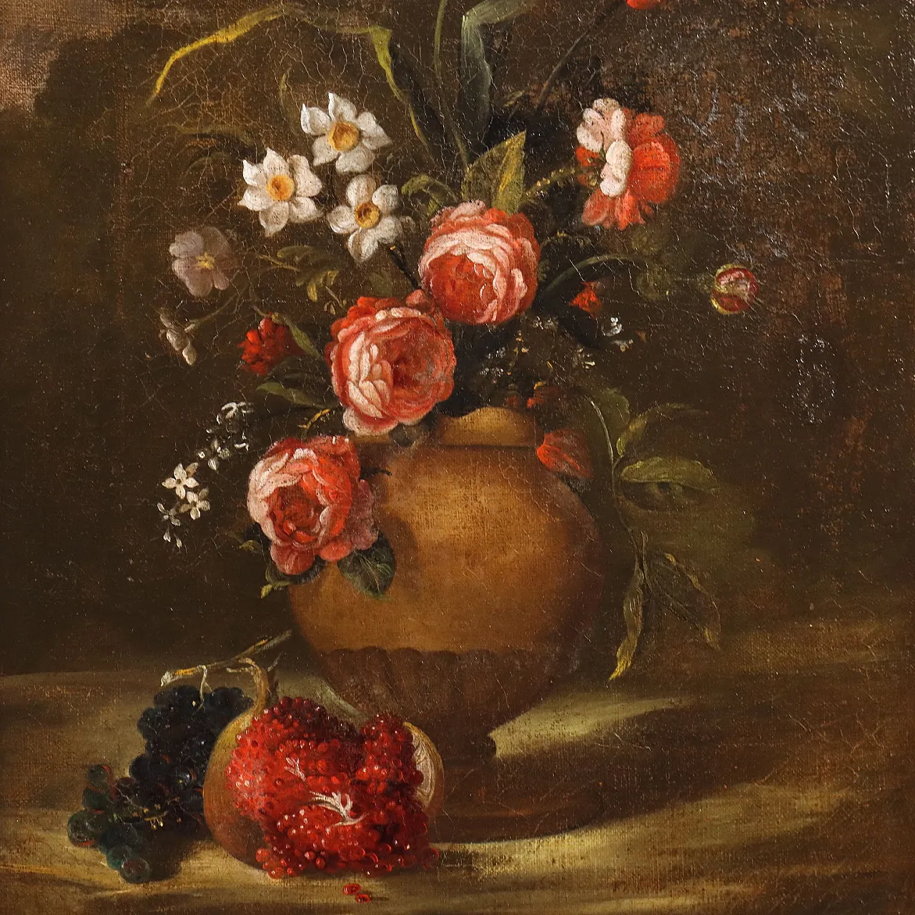 Still Life with Flowers and Fruit, oil on canvas, 20th century 3