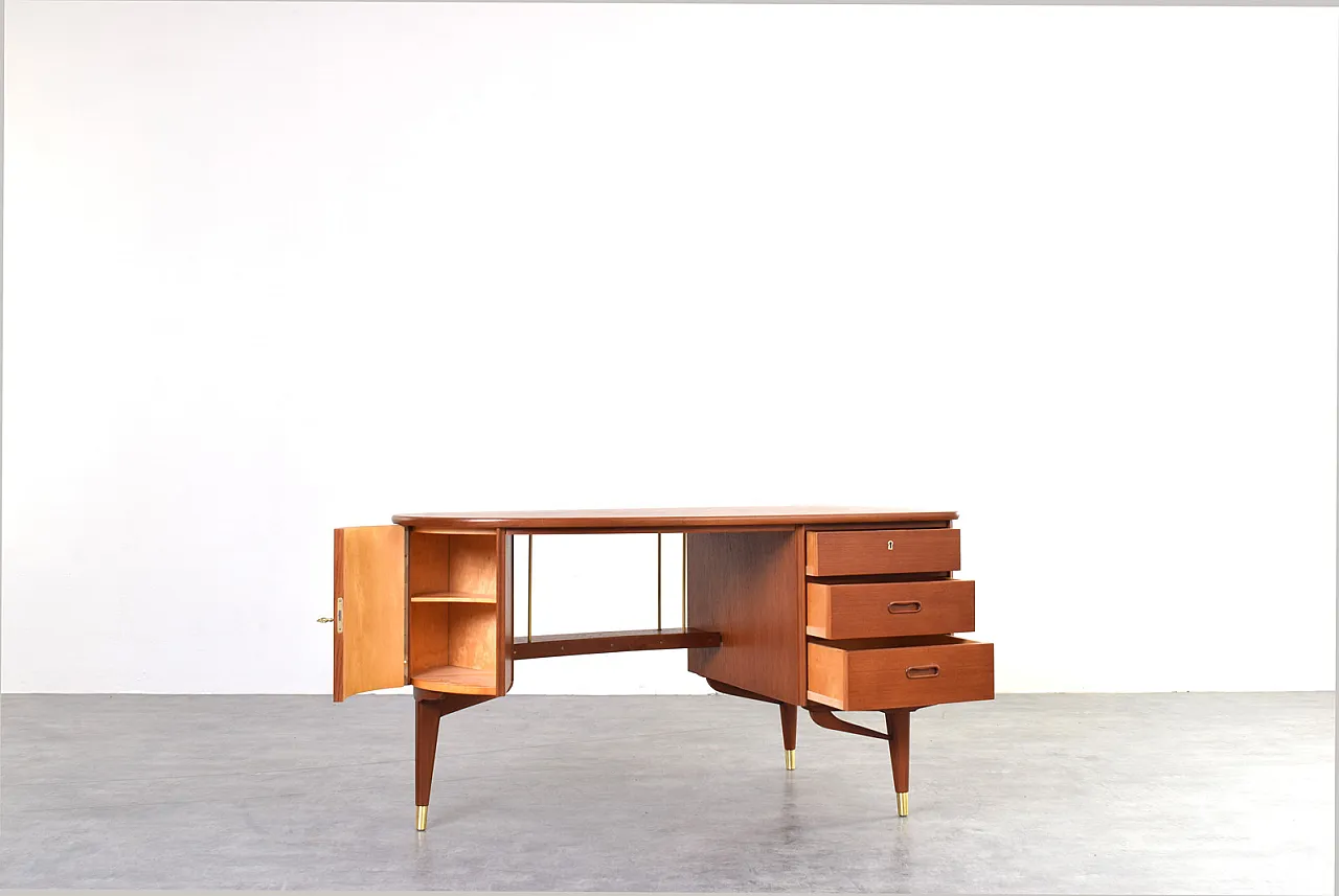 Scrivania Mid-Century in teak organico di Sola Møbler, anni '60. 4