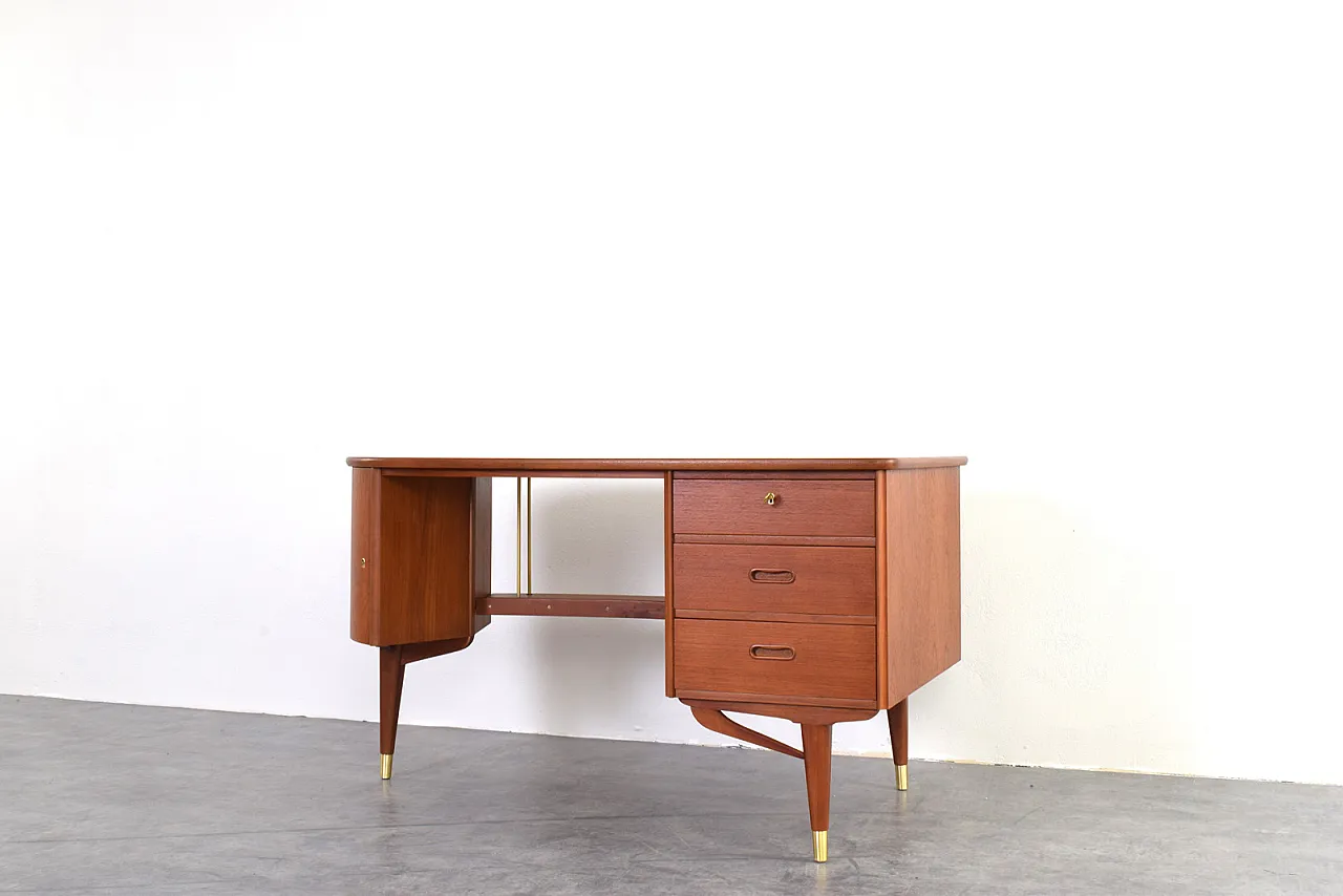 Scrivania Mid-Century in teak organico di Sola Møbler, anni '60. 12