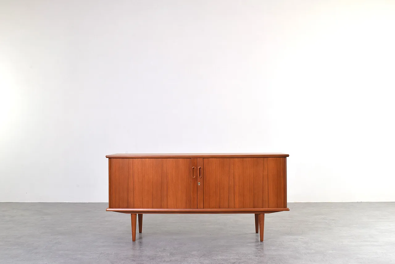 Credenza Tambour Mid-Century in teak, Danimarca, anni '60 1