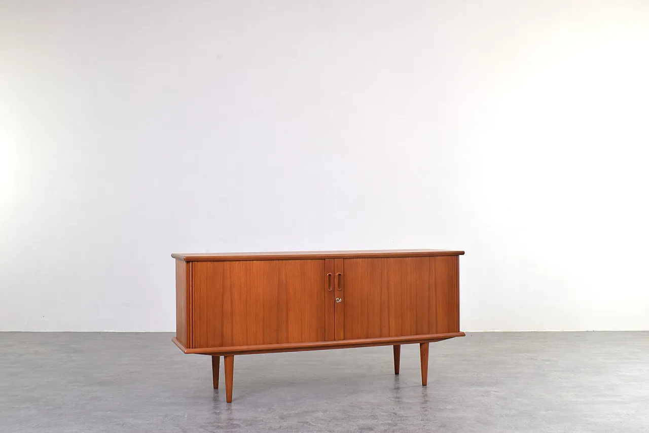 Credenza Tambour Mid-Century in teak, Danimarca, anni '60 3