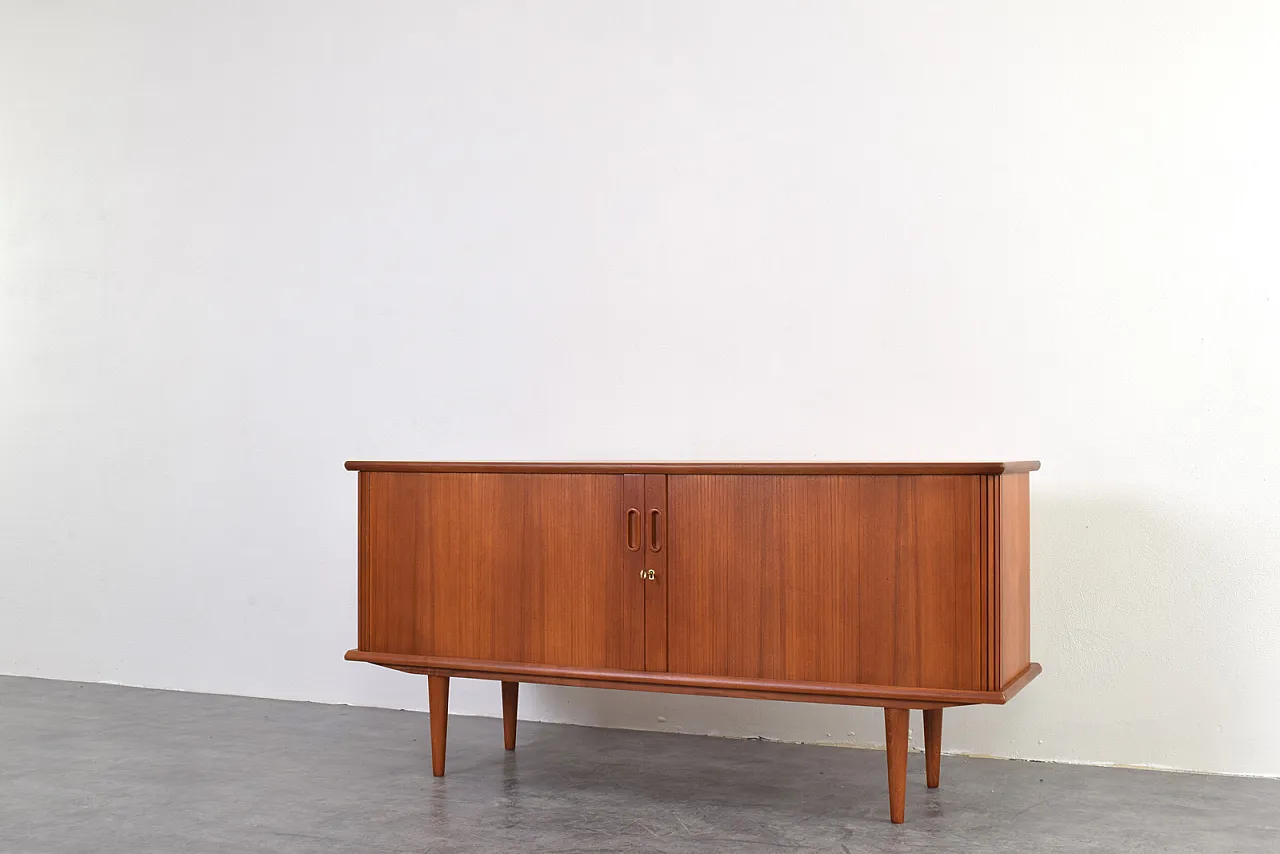 Credenza Tambour Mid-Century in teak, Danimarca, anni '60 8