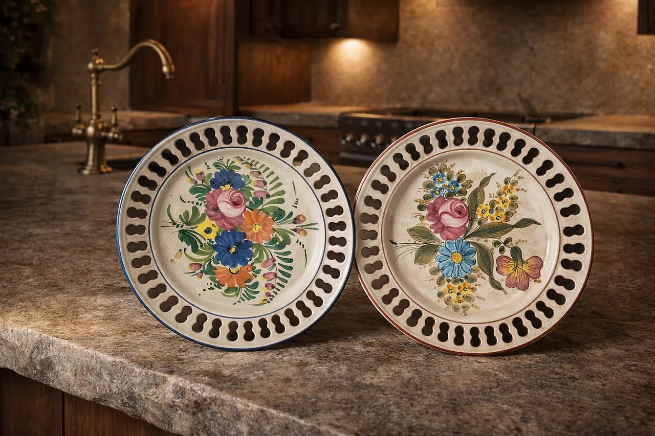 Pair of Deruta handcrafted ceramic plates, 70s 8