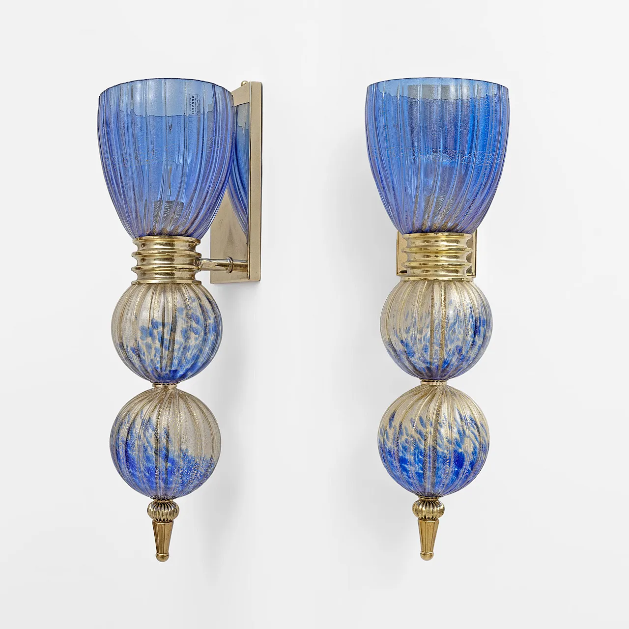 Pair of appliques in Murano glass with dust inclusions, 20th century 2