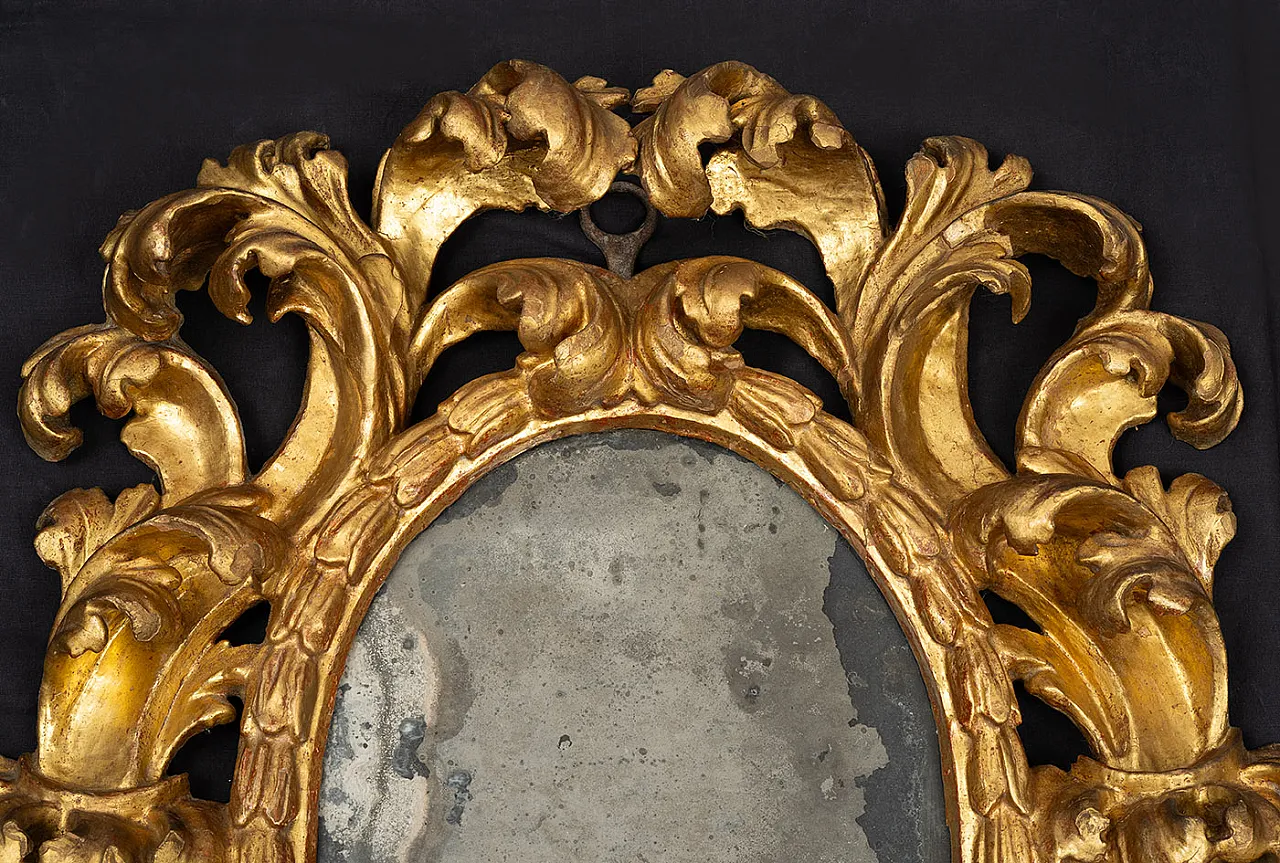 Coppia di Specchiere Barocco Romano in legno dorato, 17th c. 3