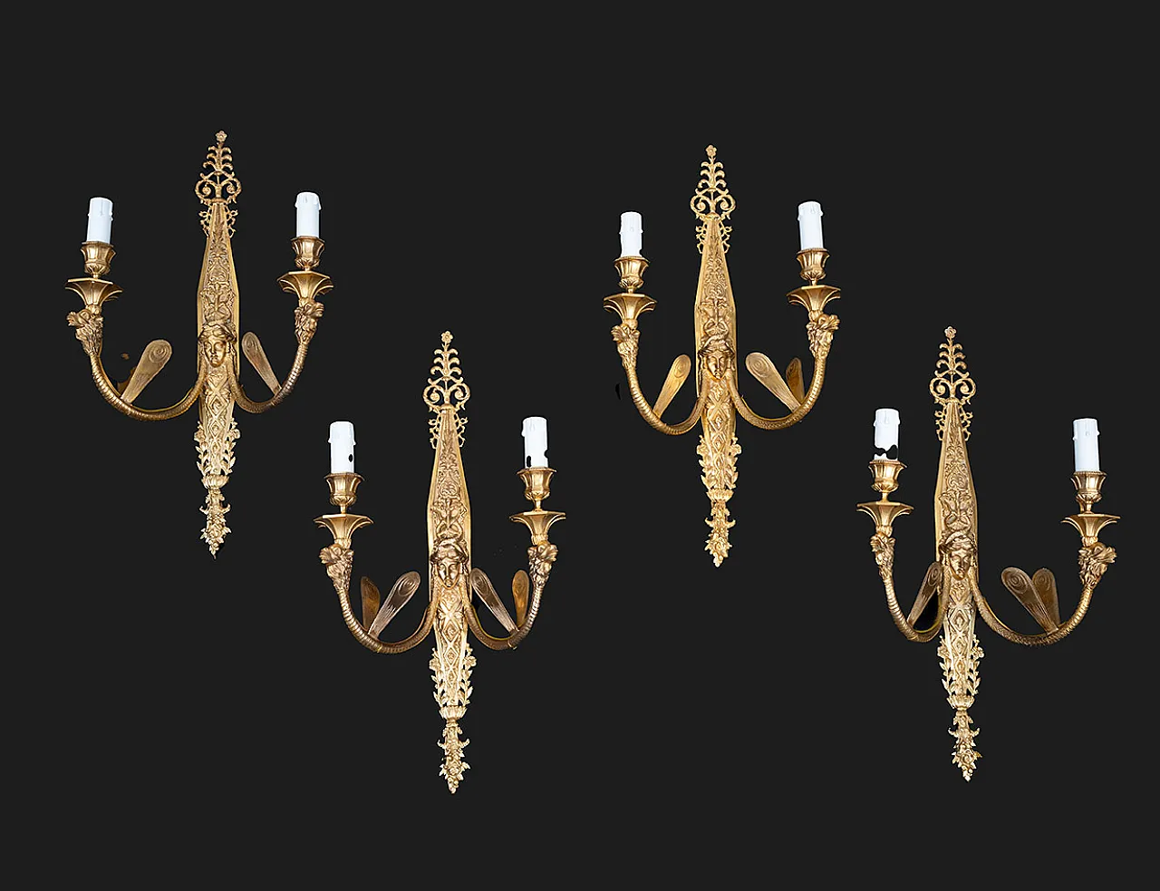 4 Appliques Napoleone III in bronzo dorato, Francia, '800 1
