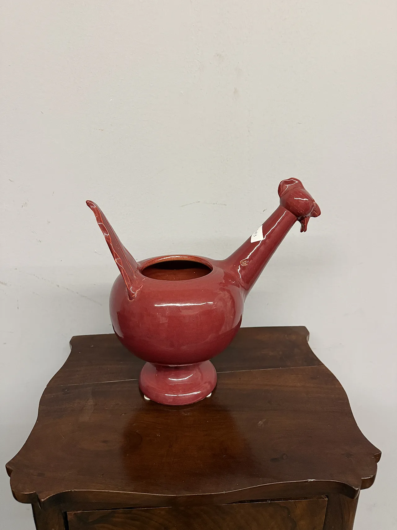 Contemporary red glazed rooster ceramic by Alessia Angelucci 1