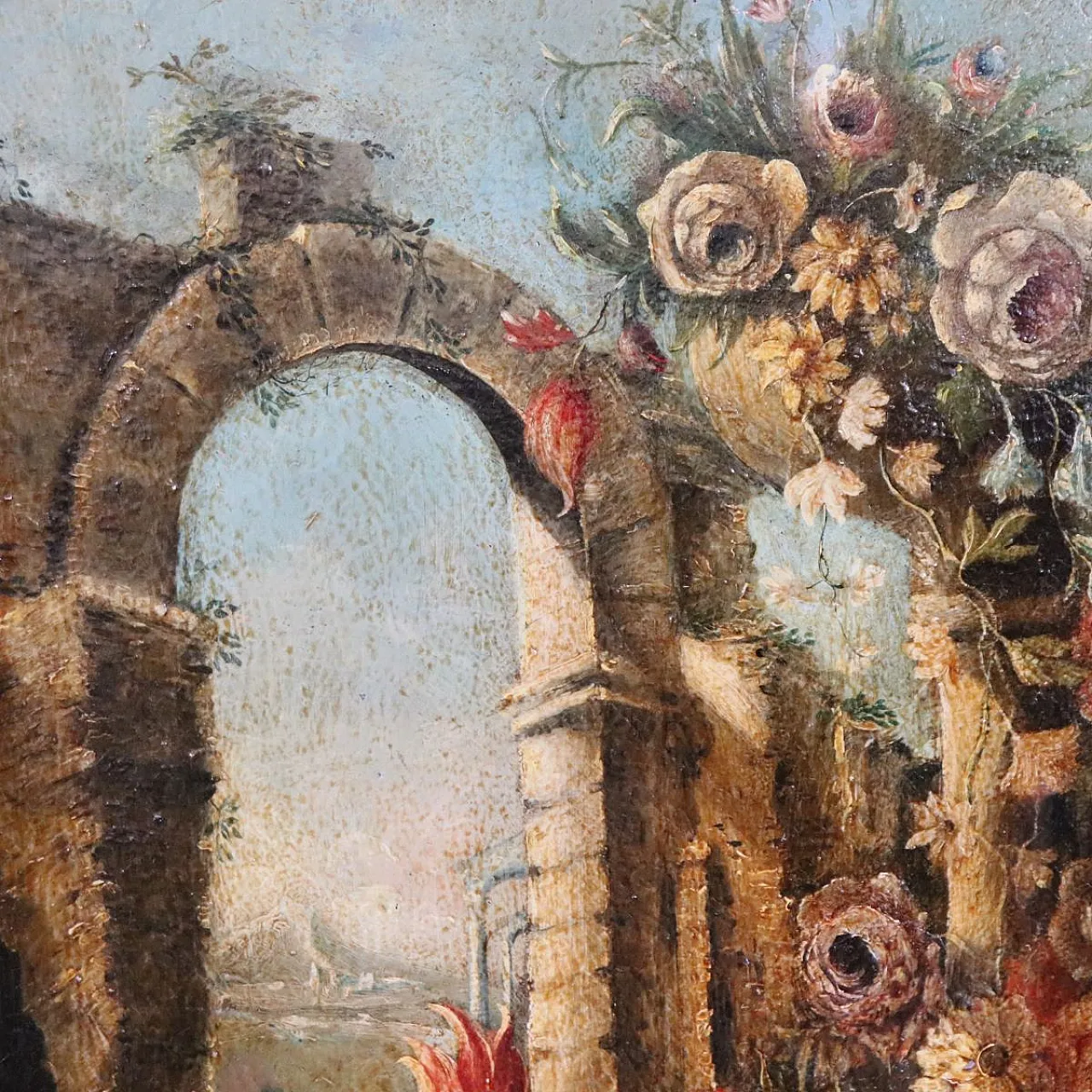 Oil painting on canvas still life with ruins, 19th century 5