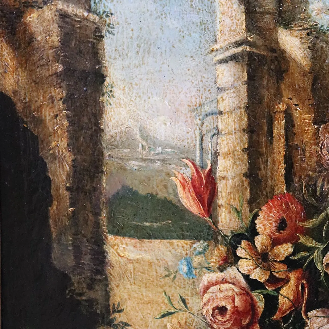 Oil painting on canvas still life with ruins, 19th century 7