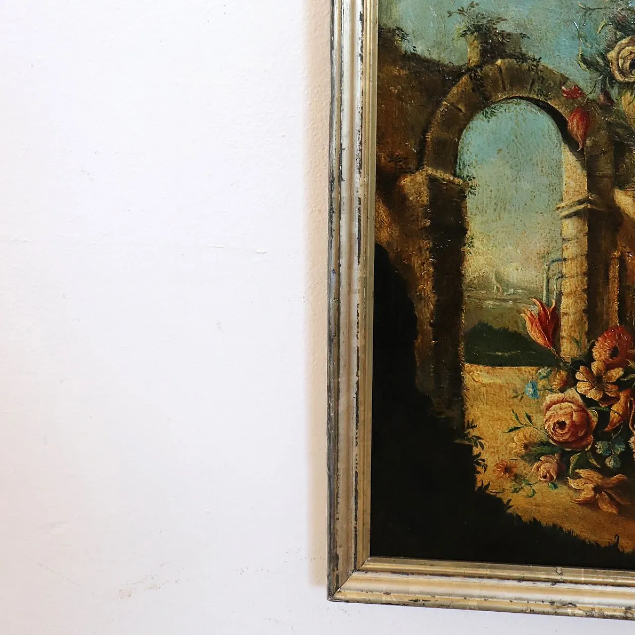 Oil painting on canvas still life with ruins, 19th century 9