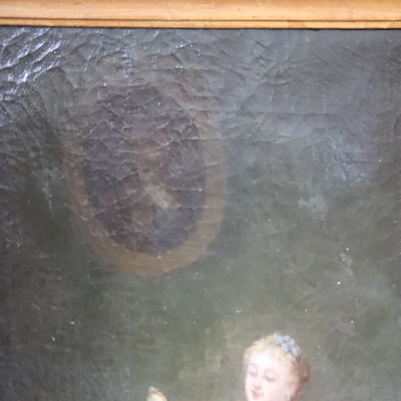Oil painting on canvas scene between young people indoors, 19th century 11
