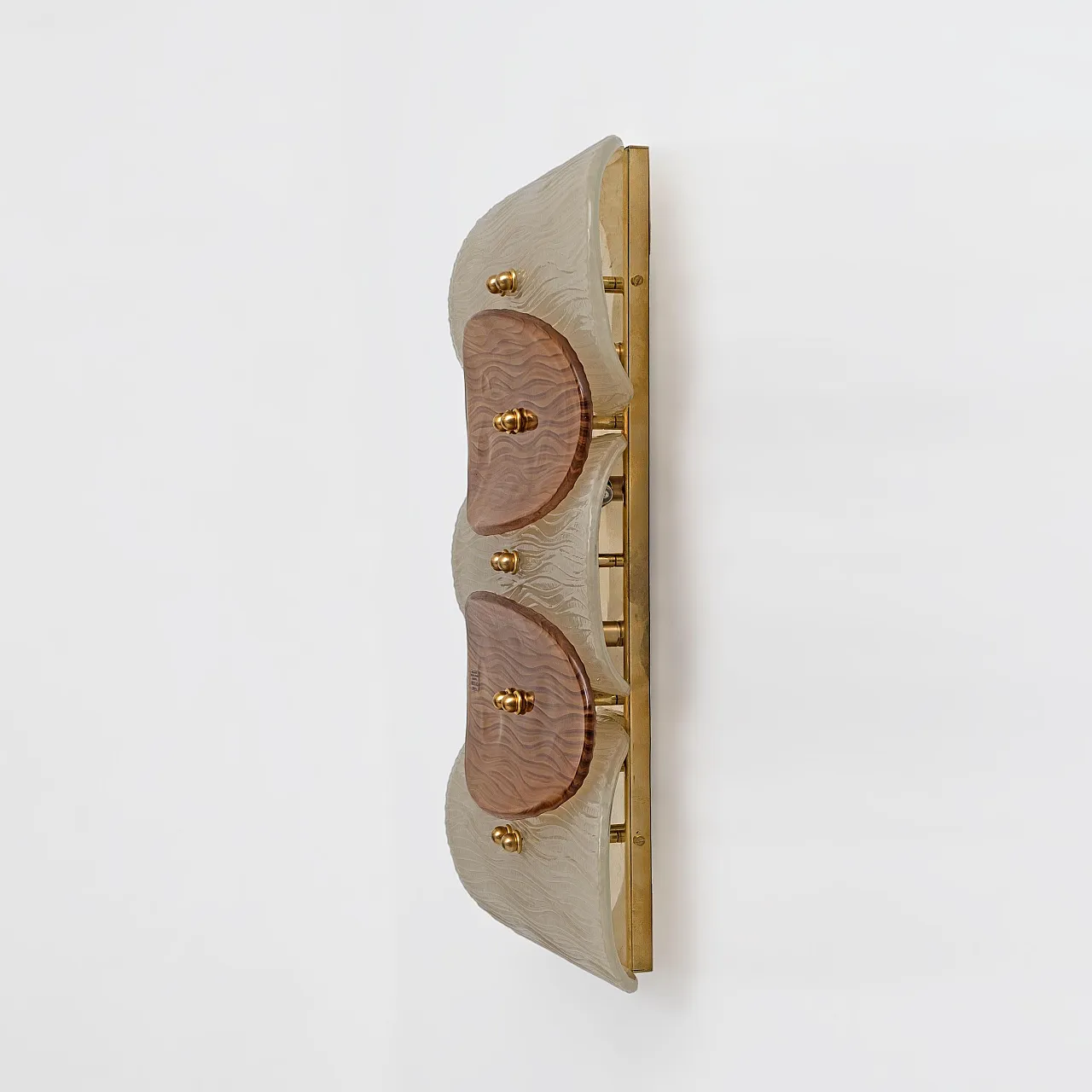 Pair of Murano glass and brass wall sconces, 20th century 5