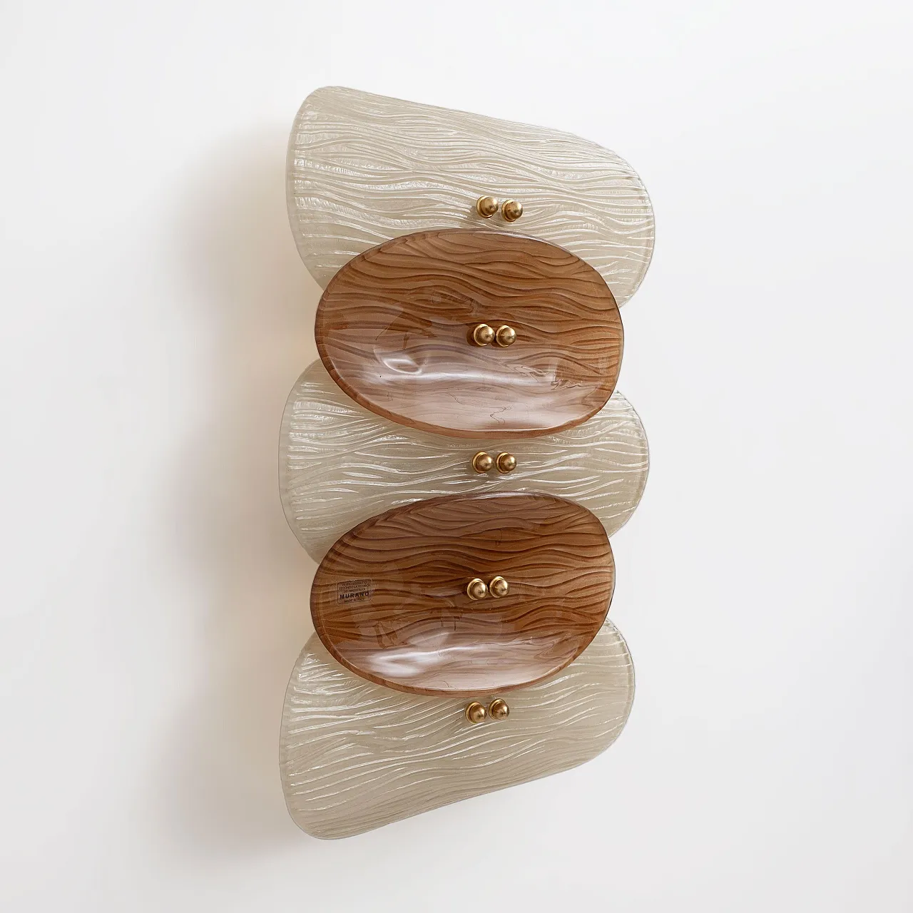 Pair of Murano glass and brass wall sconces, 20th century 6