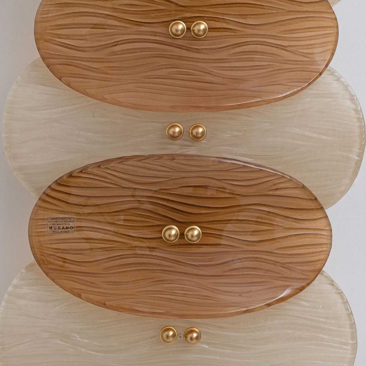 Pair of Murano glass and brass wall sconces, 20th century 8
