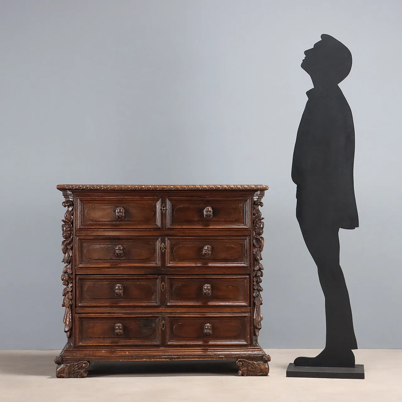 Baroque chest of drawers in walnut and poplar, 18th century 3