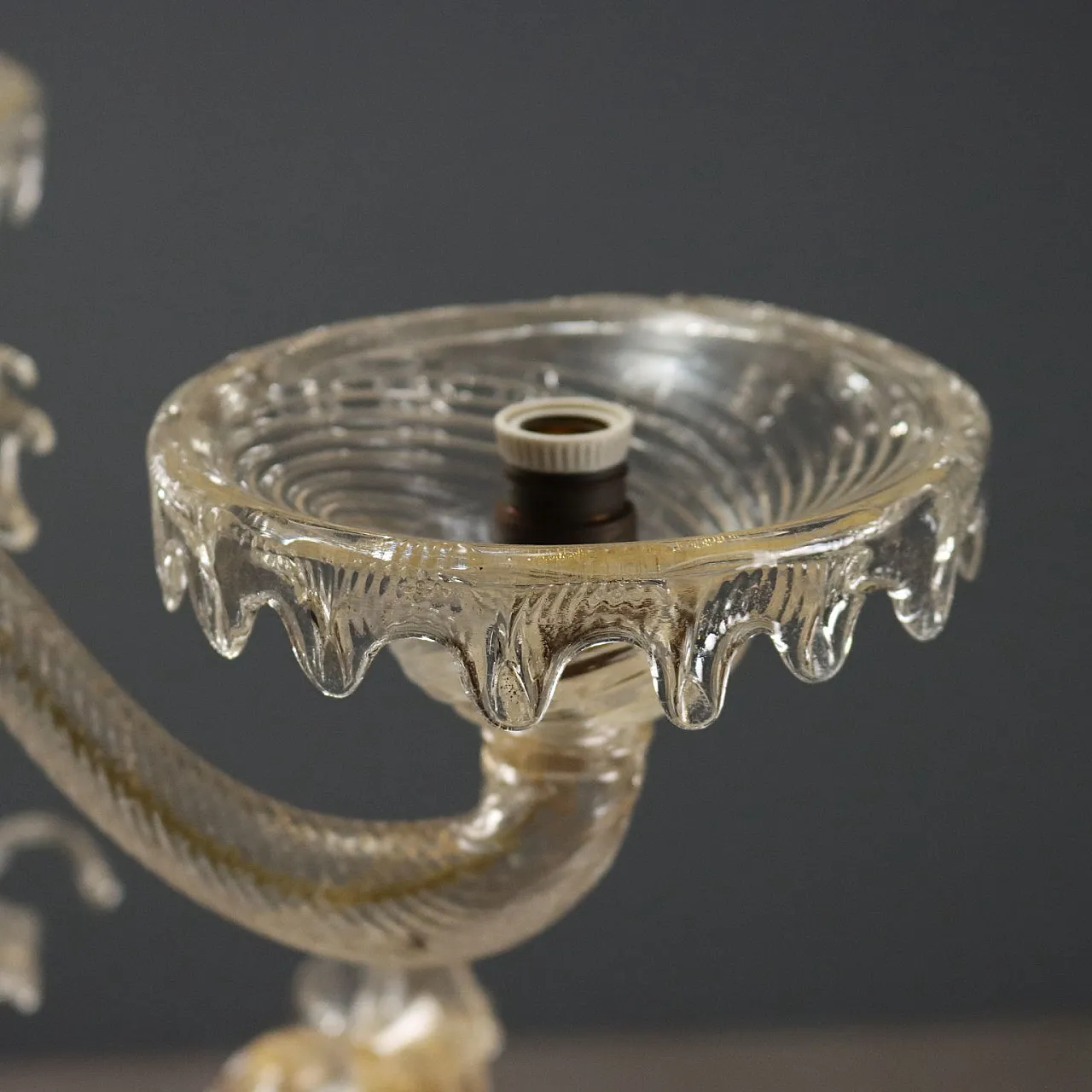 Chandelier in transparent blown glass and gilding, 20th century 4