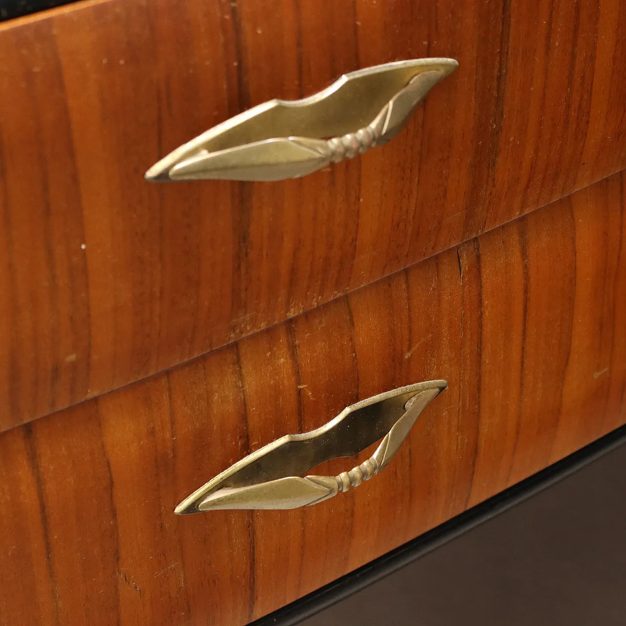 Chest of drawers in glass, exotic wood and brass, 20th century 9