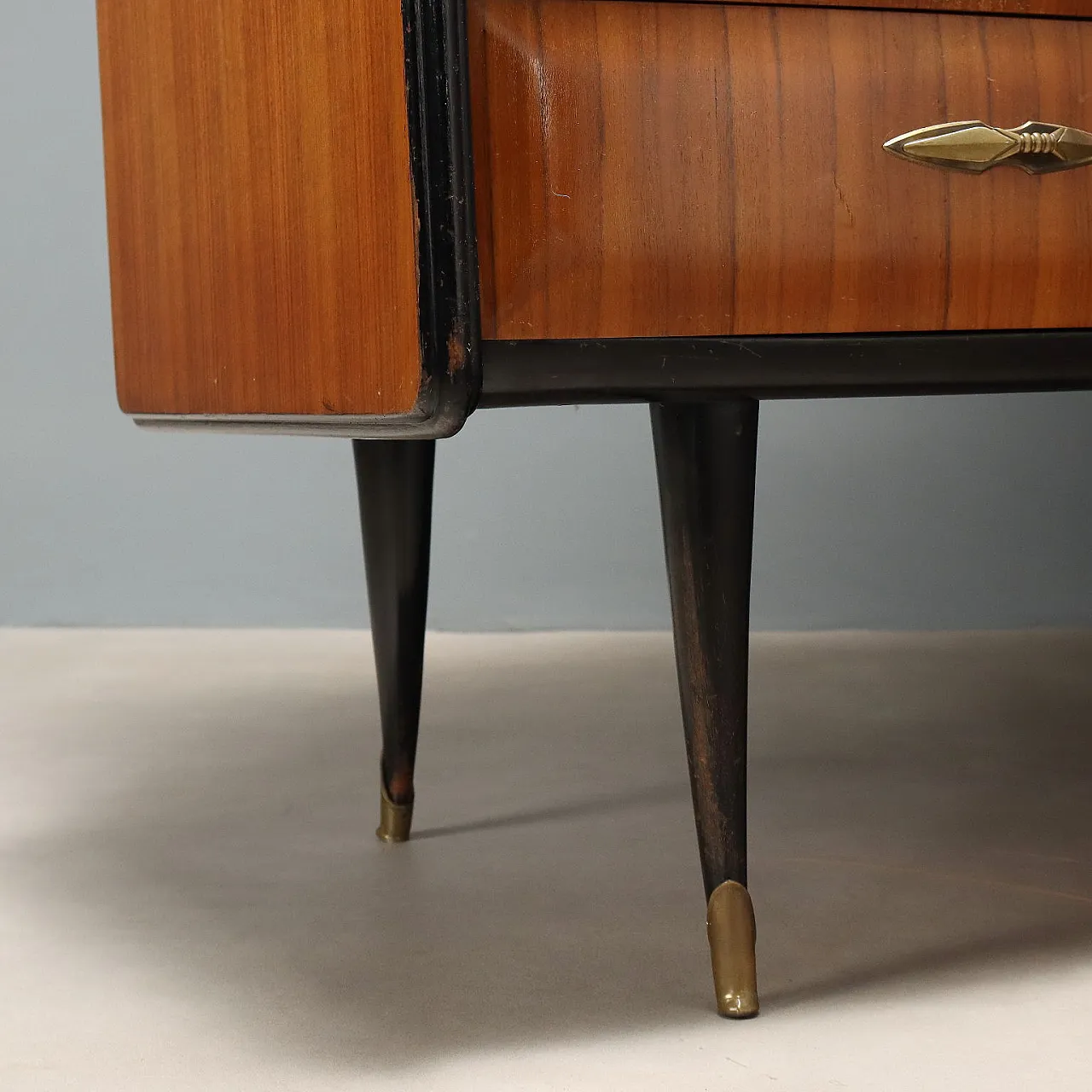 Chest of drawers in glass, exotic wood and brass, 20th century 10