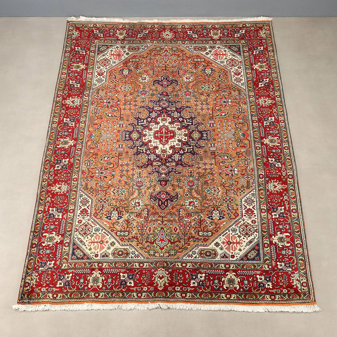 Tabriz cotton and wool rug, handcrafted, big knot, 20th century 4