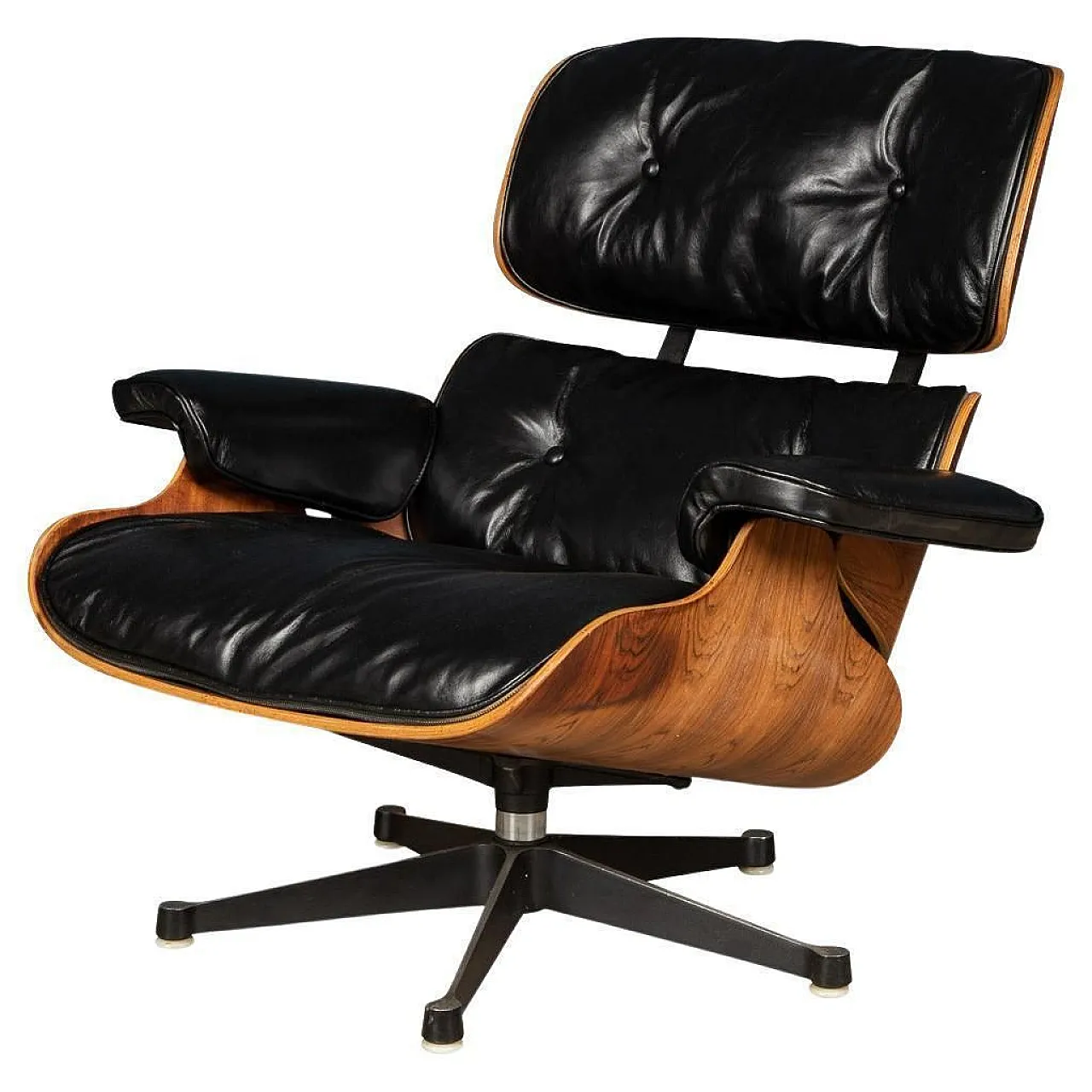 Poltrona lounge Eames in pelle nera, 1980 2
