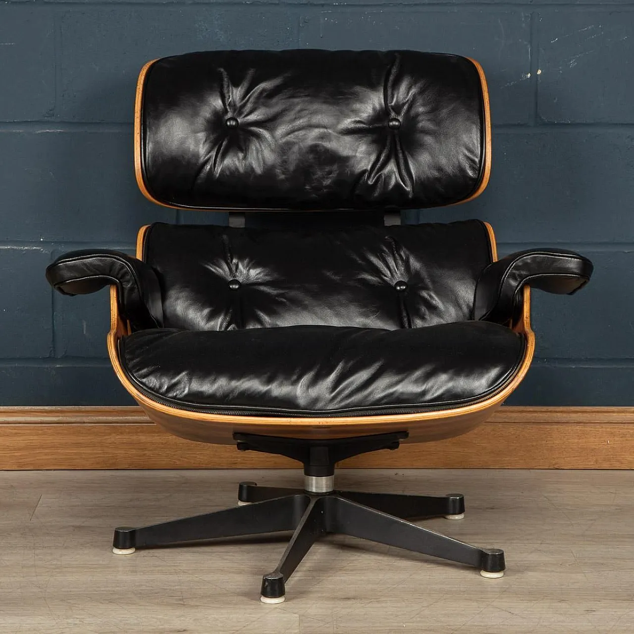 Poltrona lounge Eames in pelle nera, 1980 3