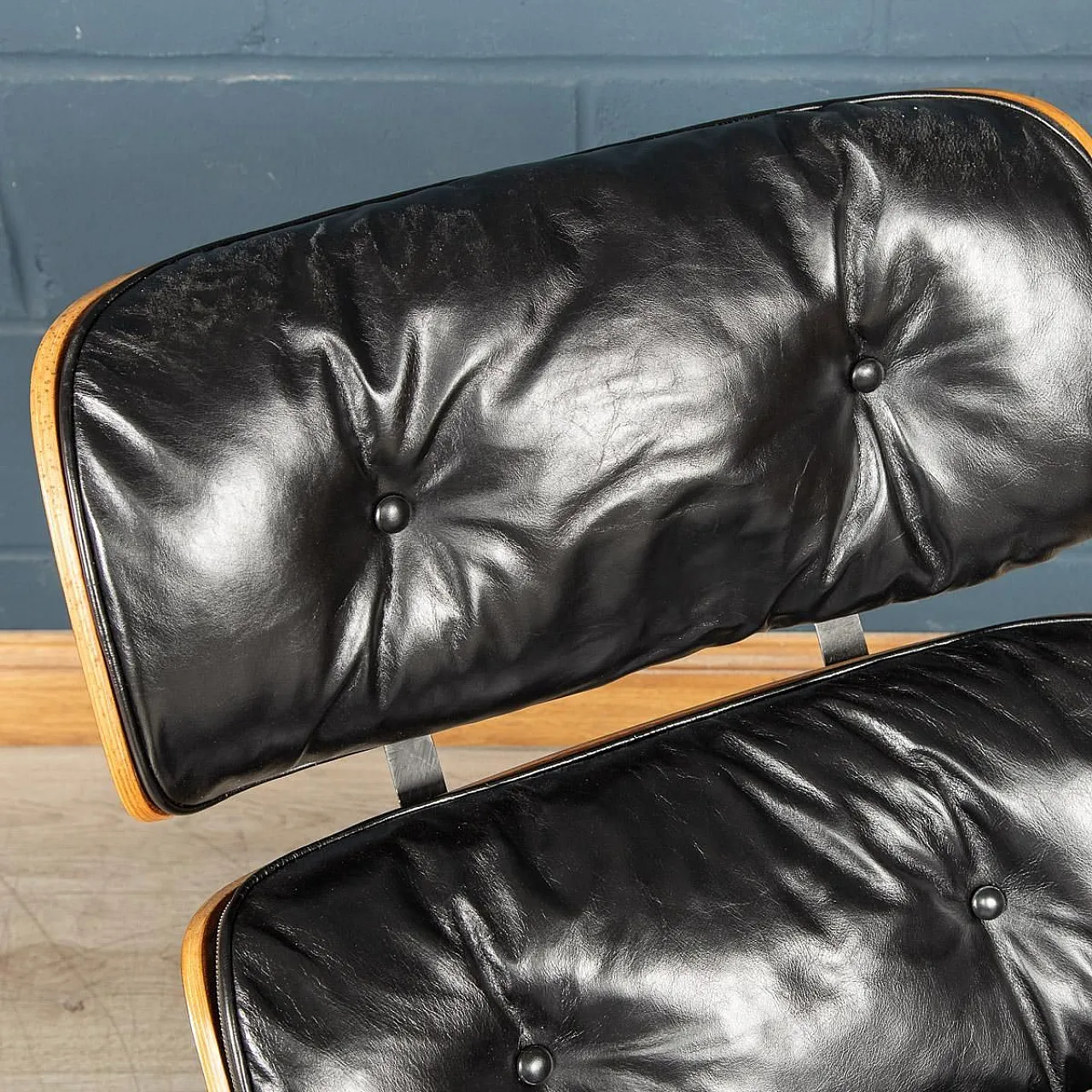 Poltrona lounge Eames in pelle nera, 1980 9