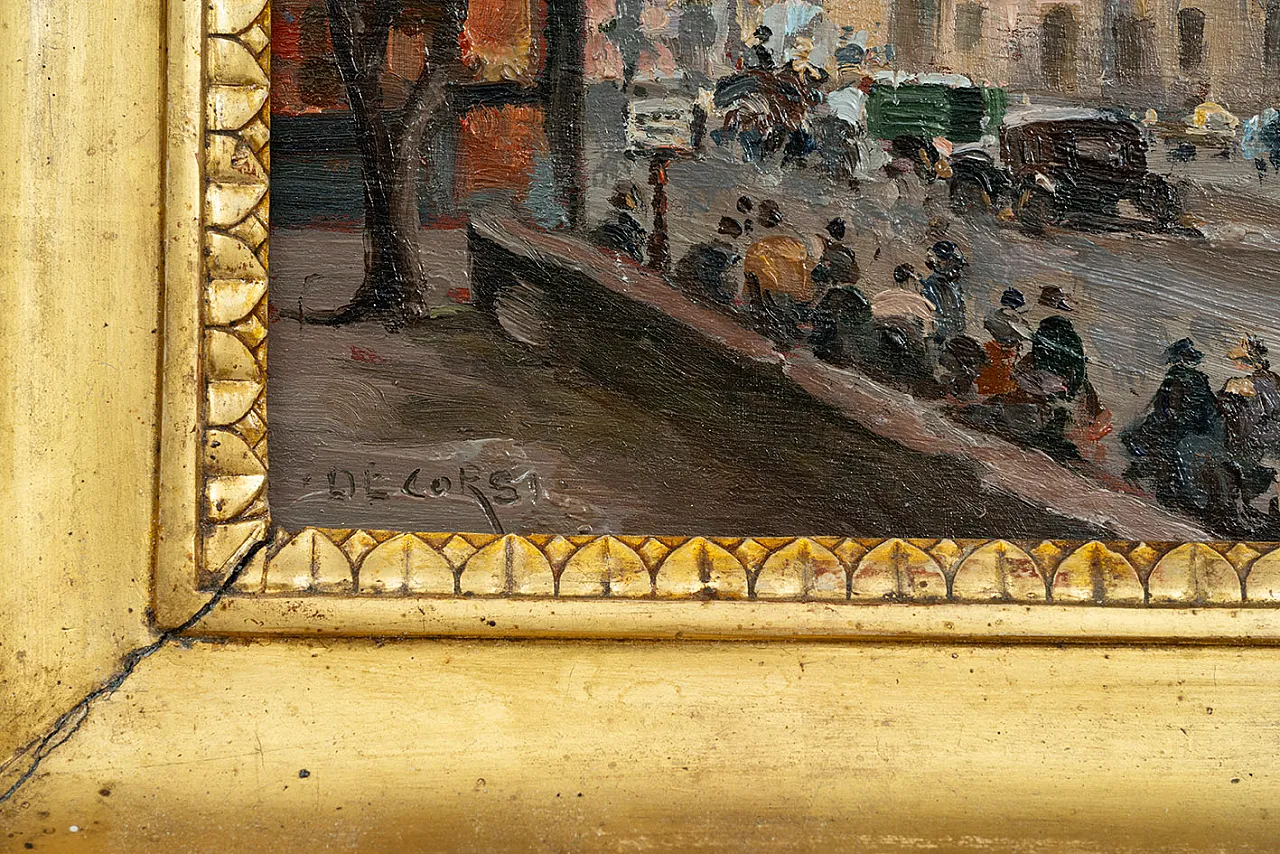 Dipinto olio su tavoletta via Chiaia a Napoli firmata, '800 2