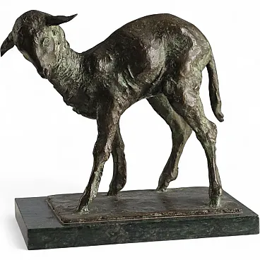 Lamb bronze sculpture by Nando Conti, 20th century