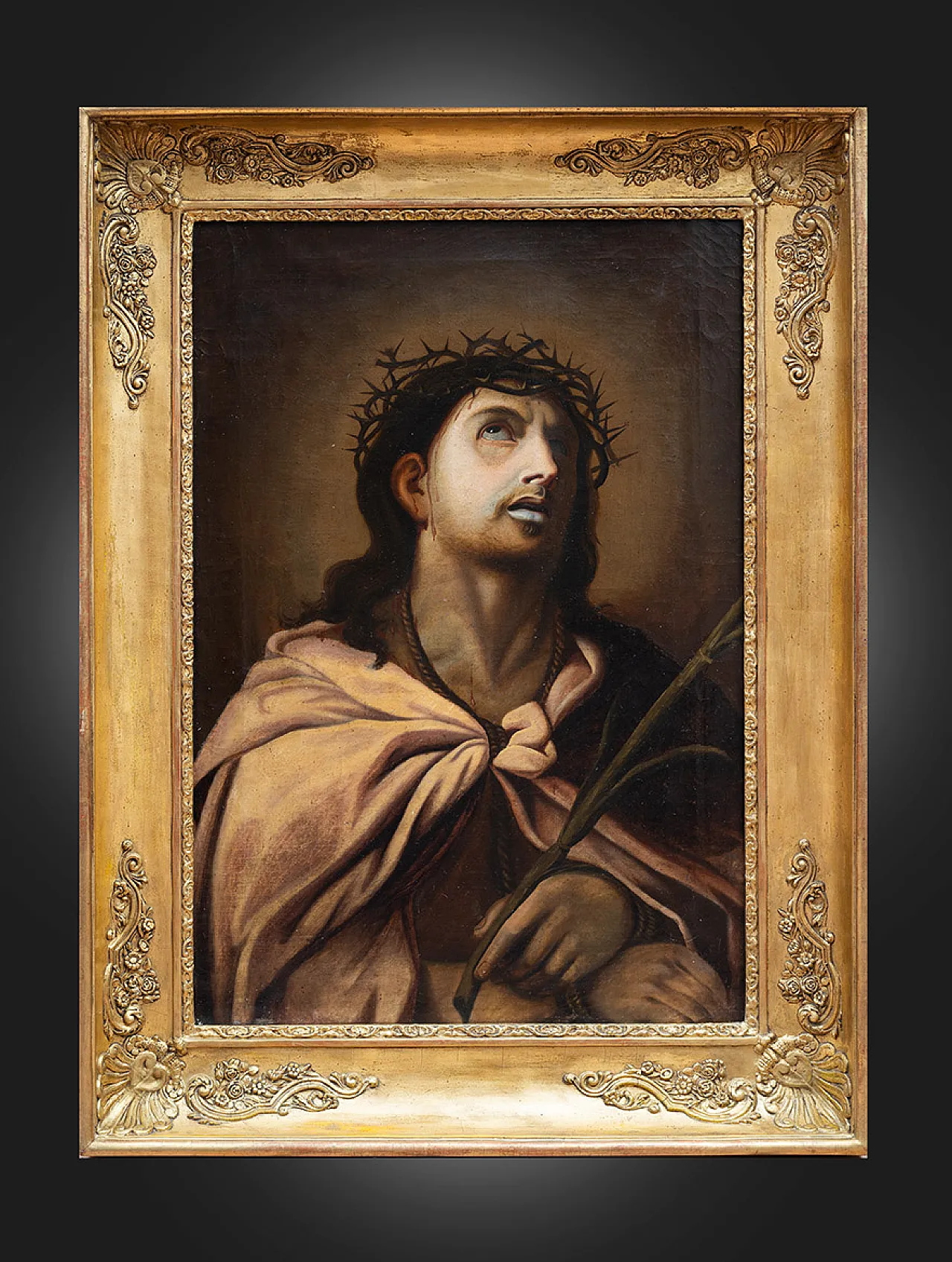 Oil painting on canvas with contemporary frame depicting Ecce Homo 1
