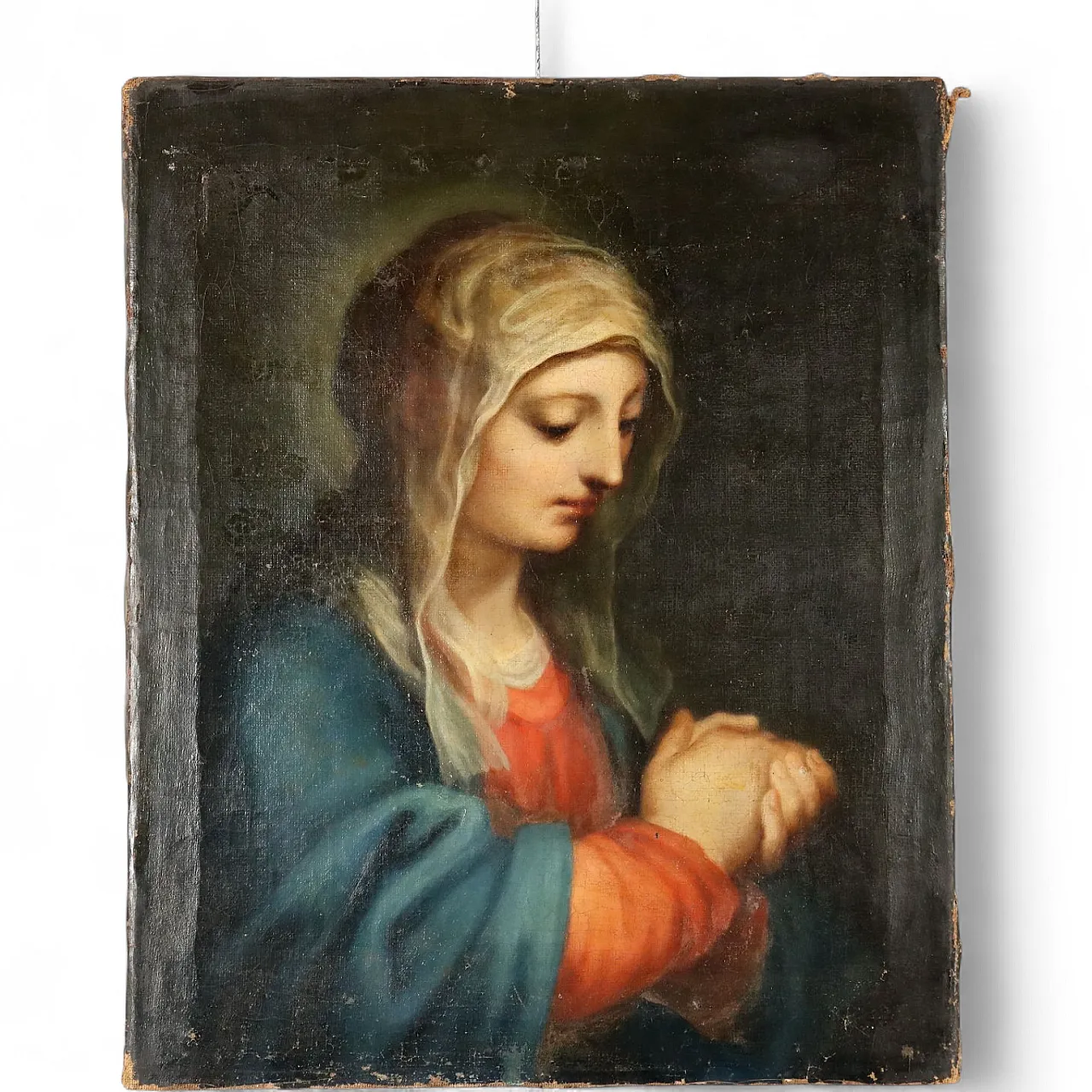 Painting Madonna Praying, oil on canvas, 18th century 10