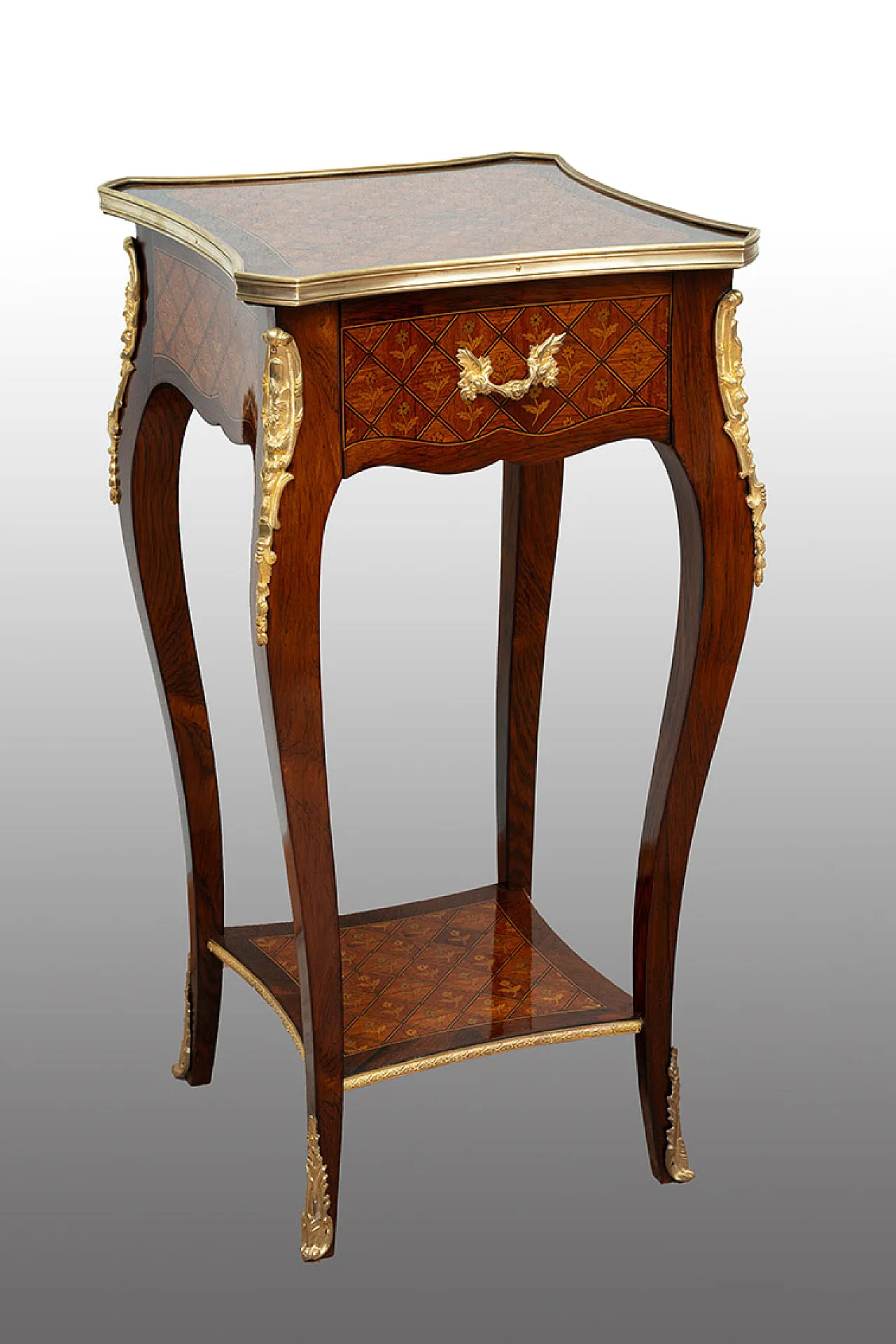 Antique Napoleon III coffee table in precious exotic woods. France 19th century 1
