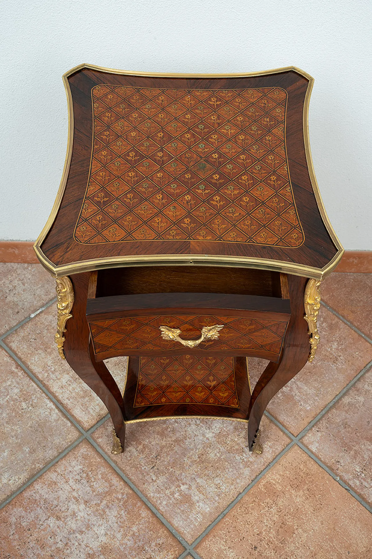Antique Napoleon III coffee table in precious exotic woods. France 19th century 3