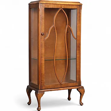 Piccola vetrina Liberty in noce, '900