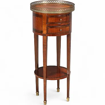 Circular bedside table in mahogany veneer, 19th century