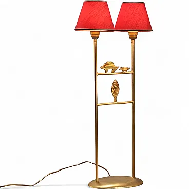 Sculpture lamp in gilded bronze, 20th century