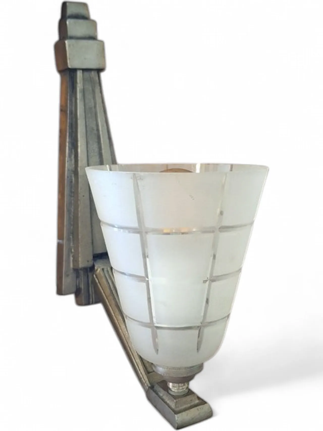 Art Deco glass and metal wall lamp, 1930s 6