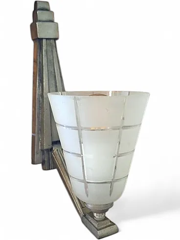 Art Deco glass and metal wall lamp, 1930s
