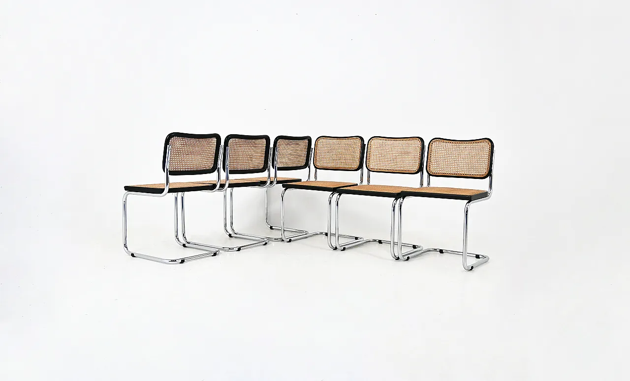 6 sedie da pranzo stile B32 di Marcel Breuer, anni '80 1