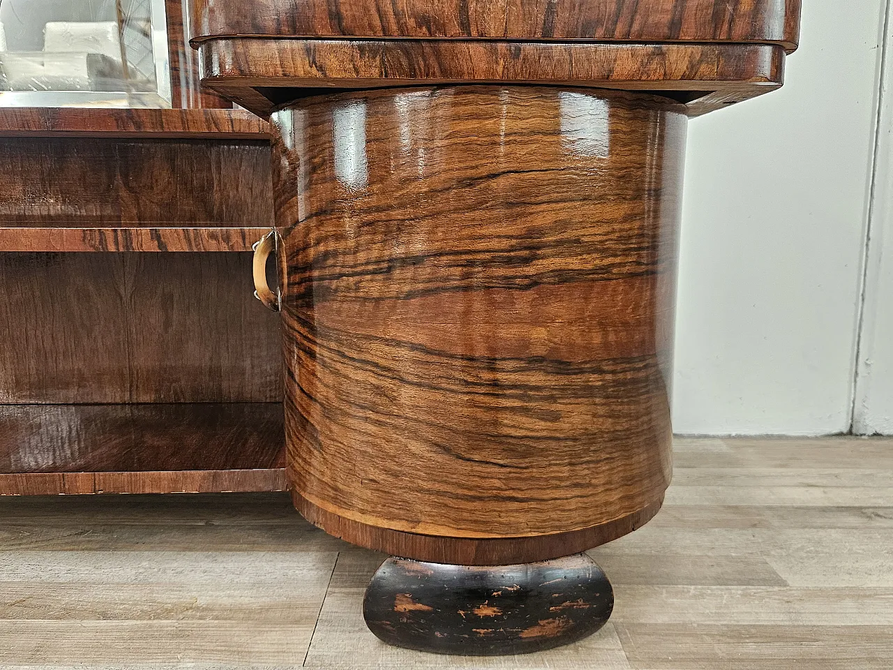 Art Deco dressing table in walnut root with mirror, 1940s 9