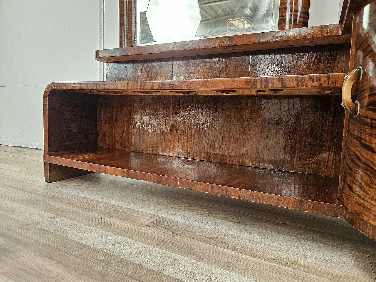 Art Deco dressing table in walnut root with mirror, 1940s 13