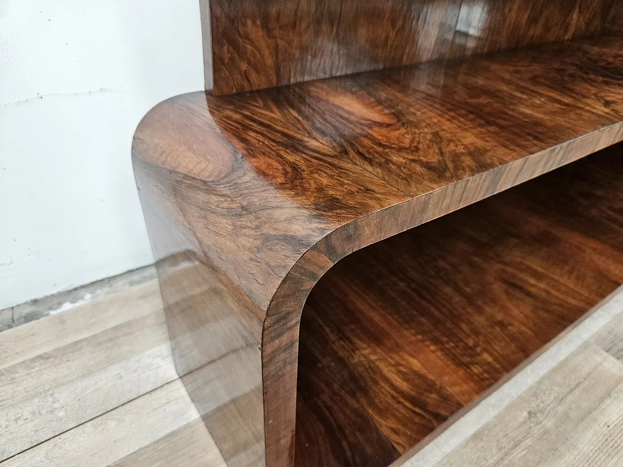 Art Deco dressing table in walnut root with mirror, 1940s 15