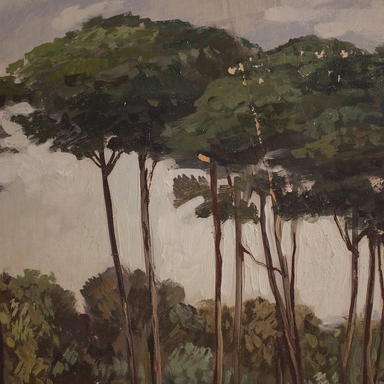 Bucolic landscape painting signed Giron from the 20th century 14