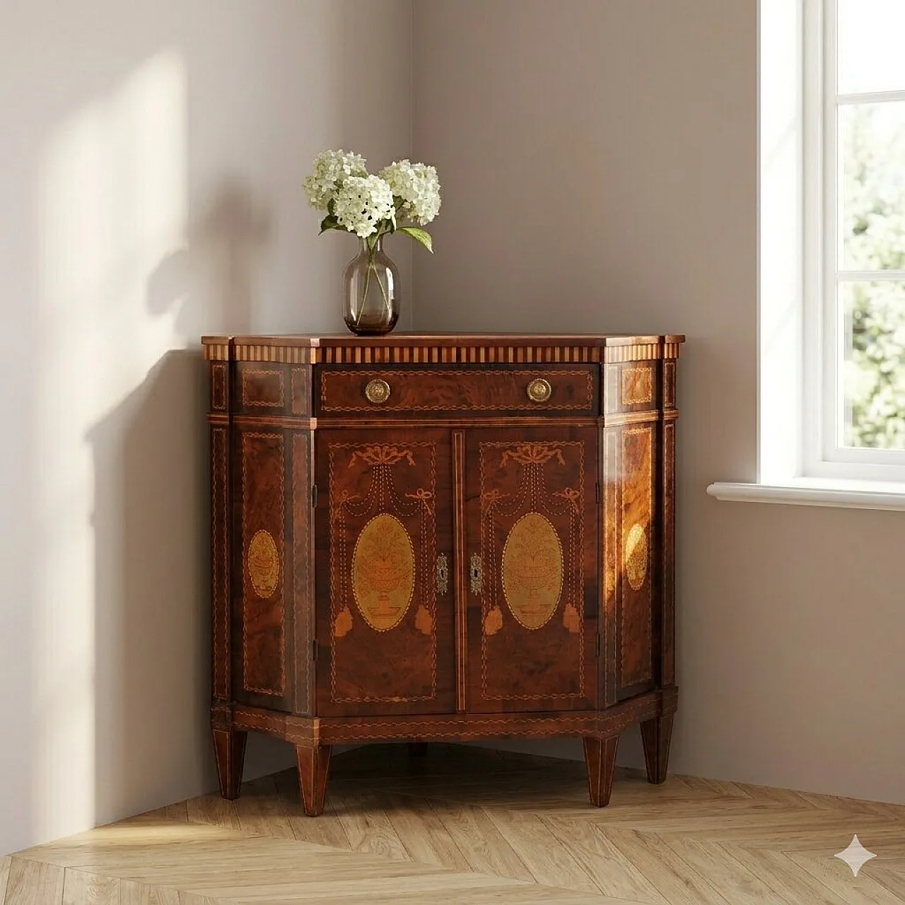 Neoclassical style corner cupboard, 19th century 2