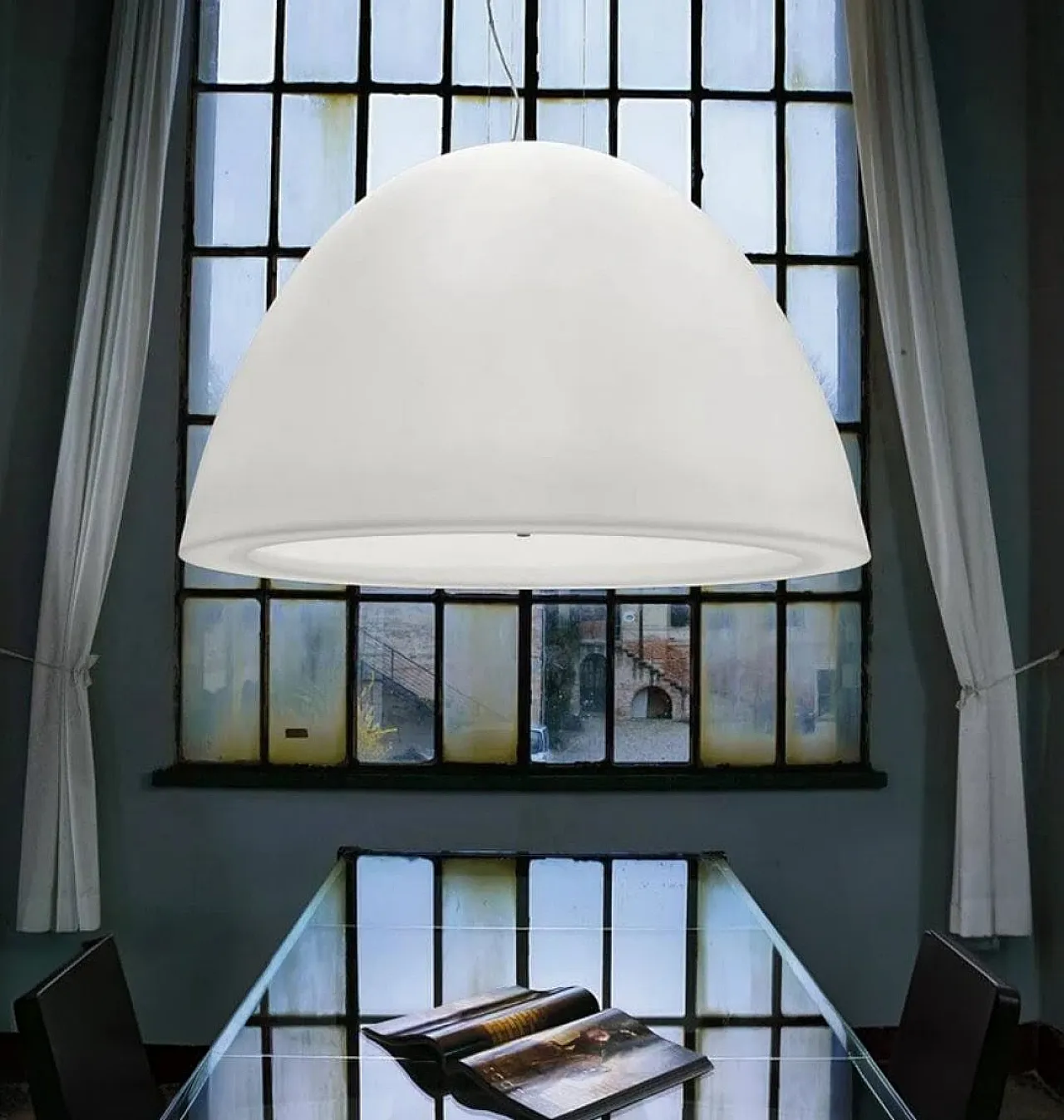 Pair of Willy Glass 60 ceiling lamps by Enzo Panzeri, 2000s 2