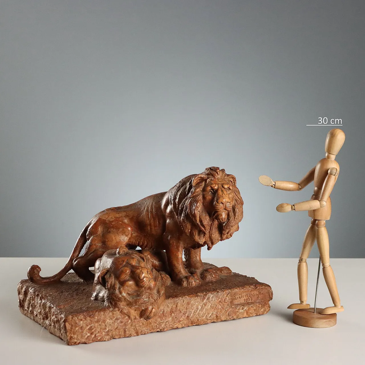 Lions sculpture in Verona red marble, 20th century 2