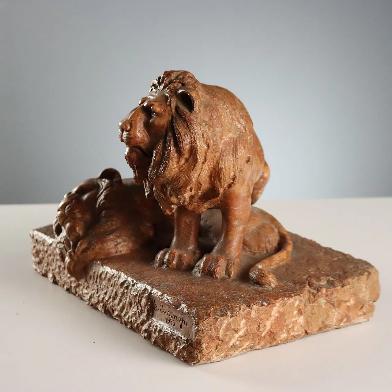 Lions sculpture in Verona red marble, 20th century 7