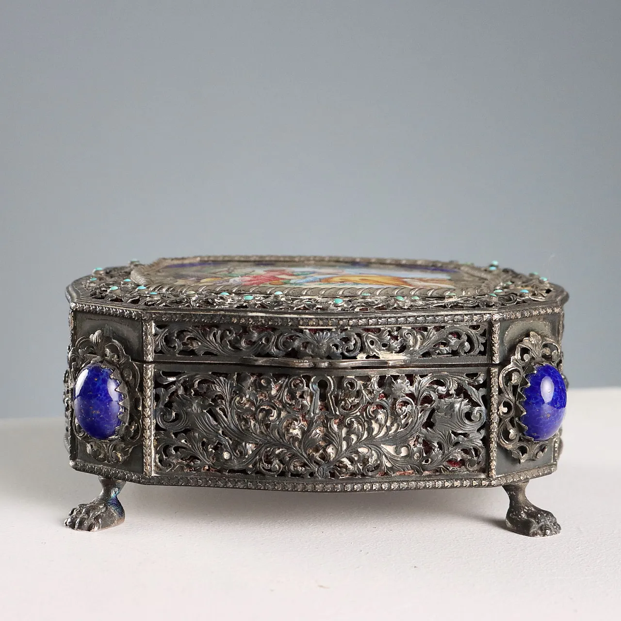 Silver and enamel casket, 20th century 7