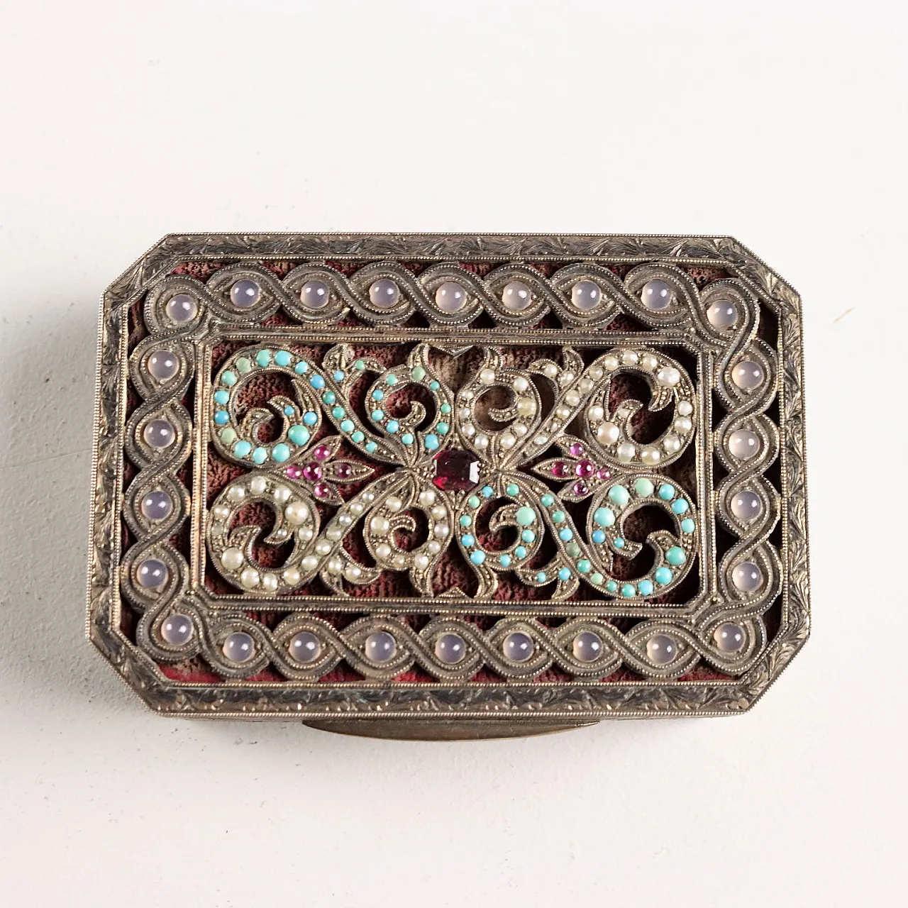 Jewelery box in silver and glass stones, 20th century 3