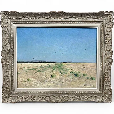 Sunny Field in Champagne - Armand Guéry, Oil on Canvas, 19th Century